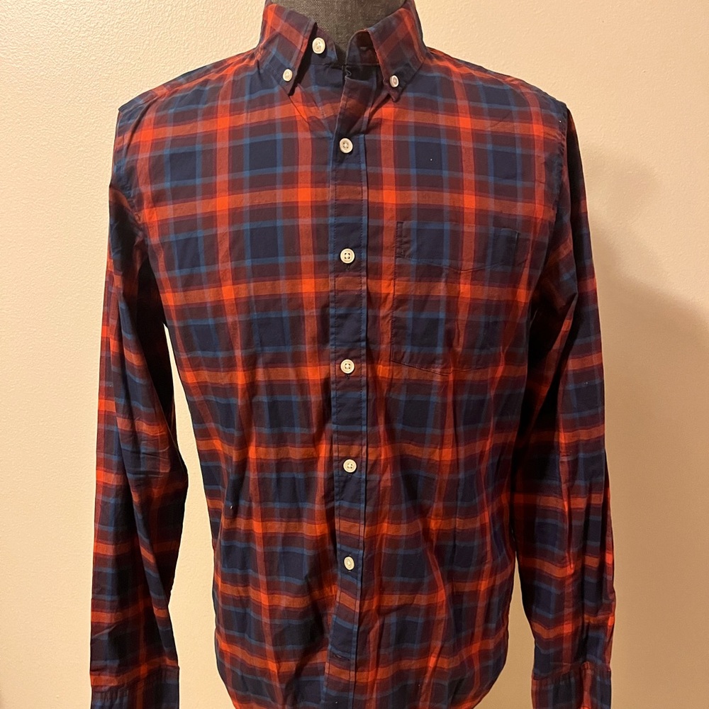 GAP plaid blue rust orange shirt NWT small